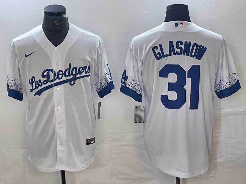 Men%27s Los Angeles Dodgers #31 Tyler Glasnow White 2021 City Connect Cool Base Stitched Jersey->los angeles dodgers->MLB Jersey